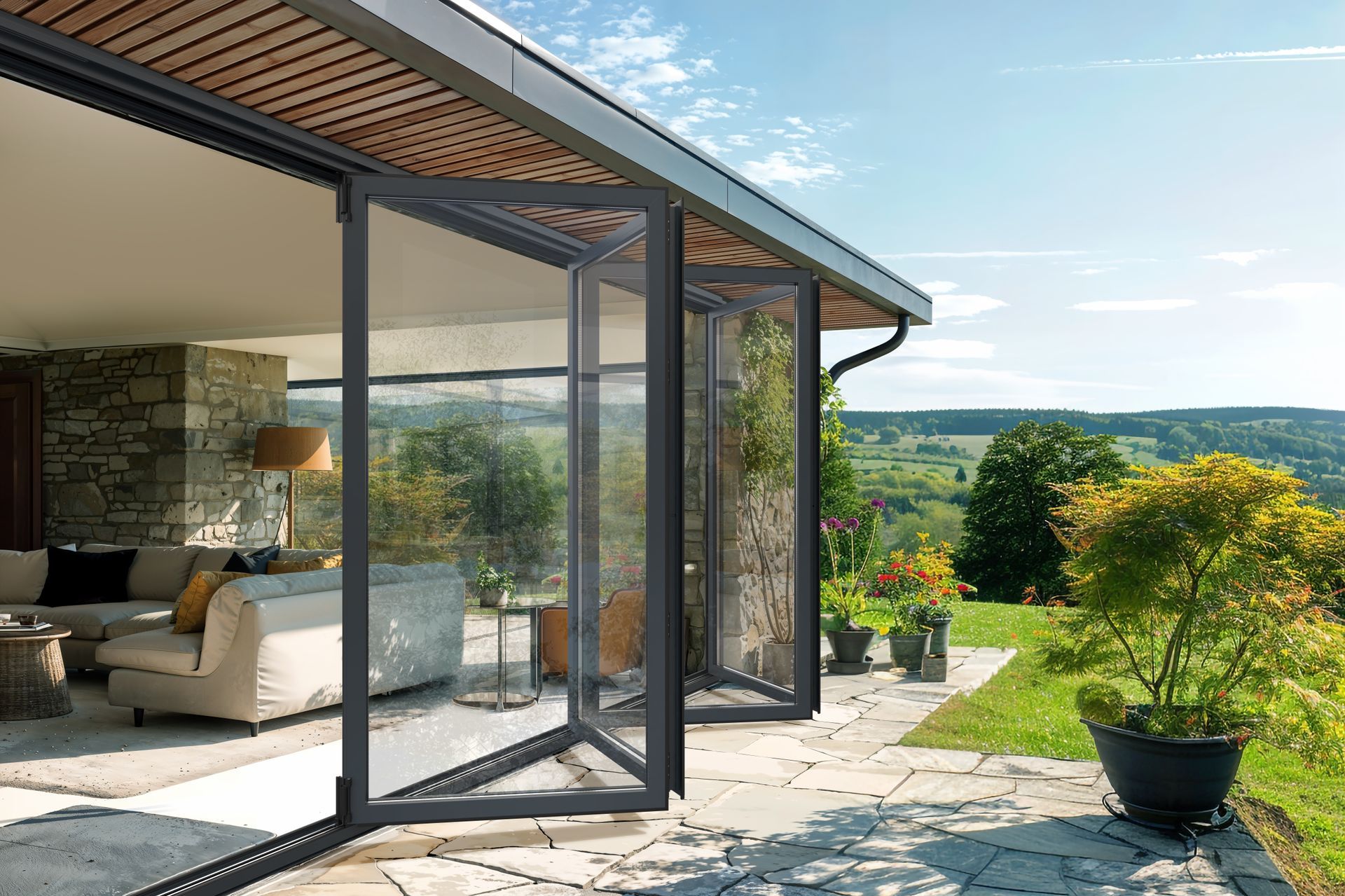 Bifold Doors in Kitchen Fully Opened