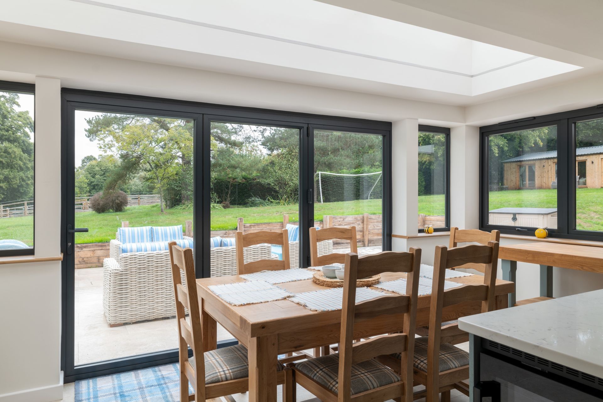 Bifold Doors in Kitchen Halfway Opened