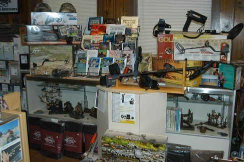 A store filled with lots of items including a gold detector