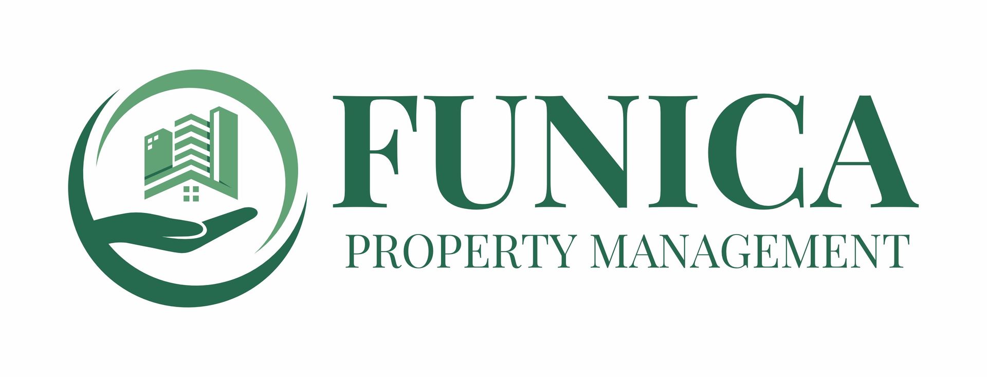 Logo for Funica Property Management: green circle with buildings over hand, text "FUNICA PROPERTY MANAGEMENT".