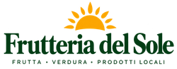 Logo di Frutteria del Sole con un sole giallo e testo verde su sfondo bianco