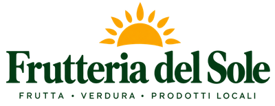 Logo di Frutteria del Sole con un sole giallo e testo verde su sfondo bianco