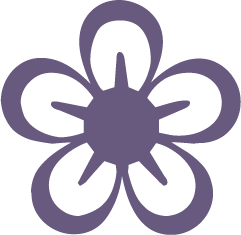 Purple five-petal flower with a central starburst design.