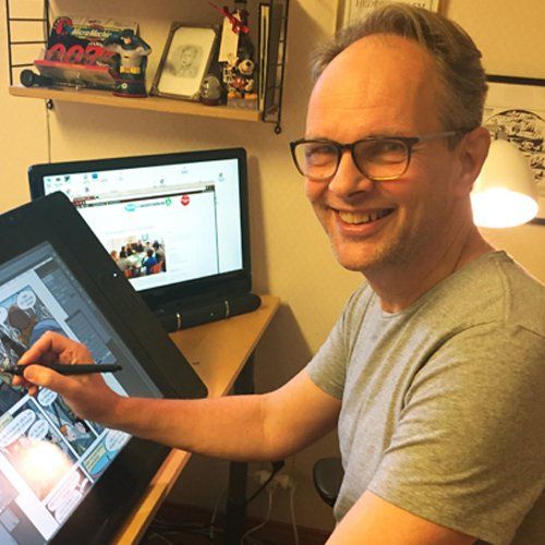 Illustratör Per Demervall på Stevali Bokförlag.