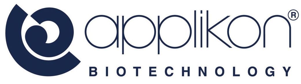 Het logo van Applikon Biotechnology in marineblauw en zwart op een witte achtergrond.