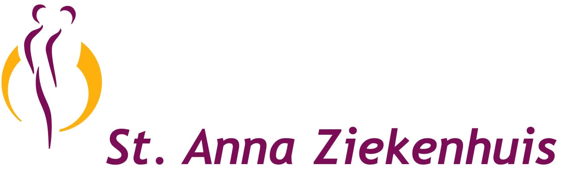 Logo van het St. Anna Ziekenhuis met paarse tekst en een gestileerd oranje-paars embleem.