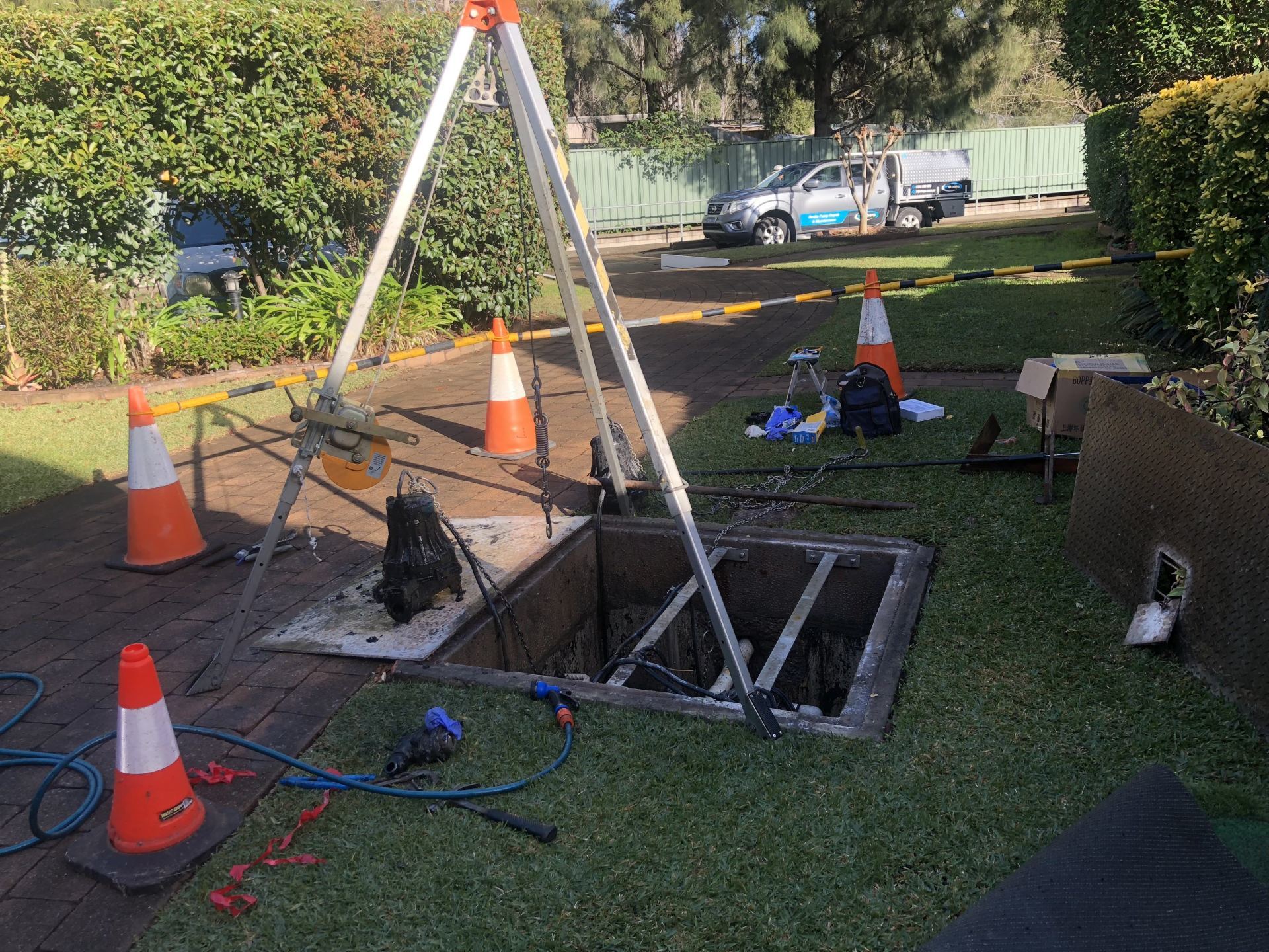 prep work for confined space pump work