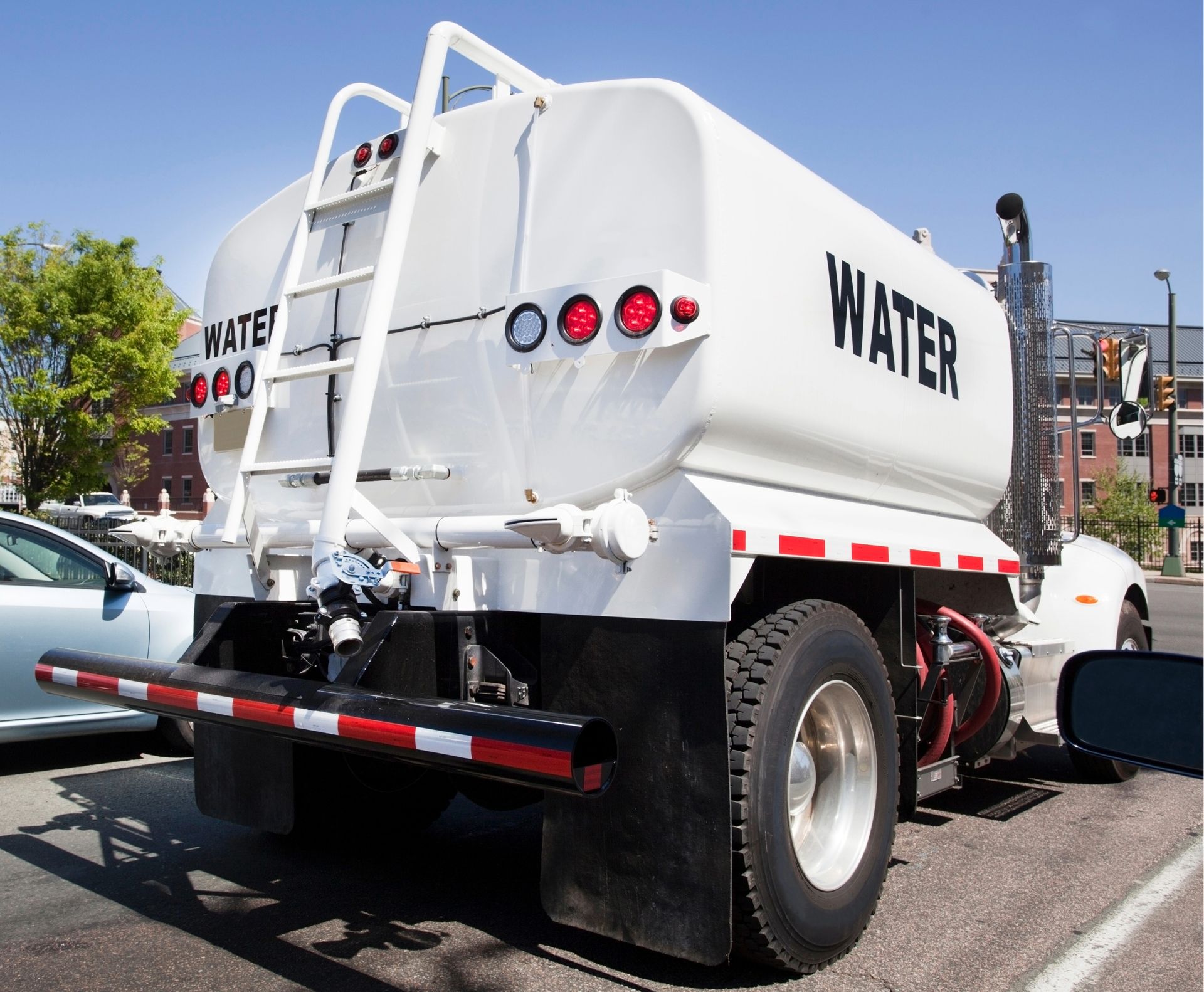 White water tanker truck with 