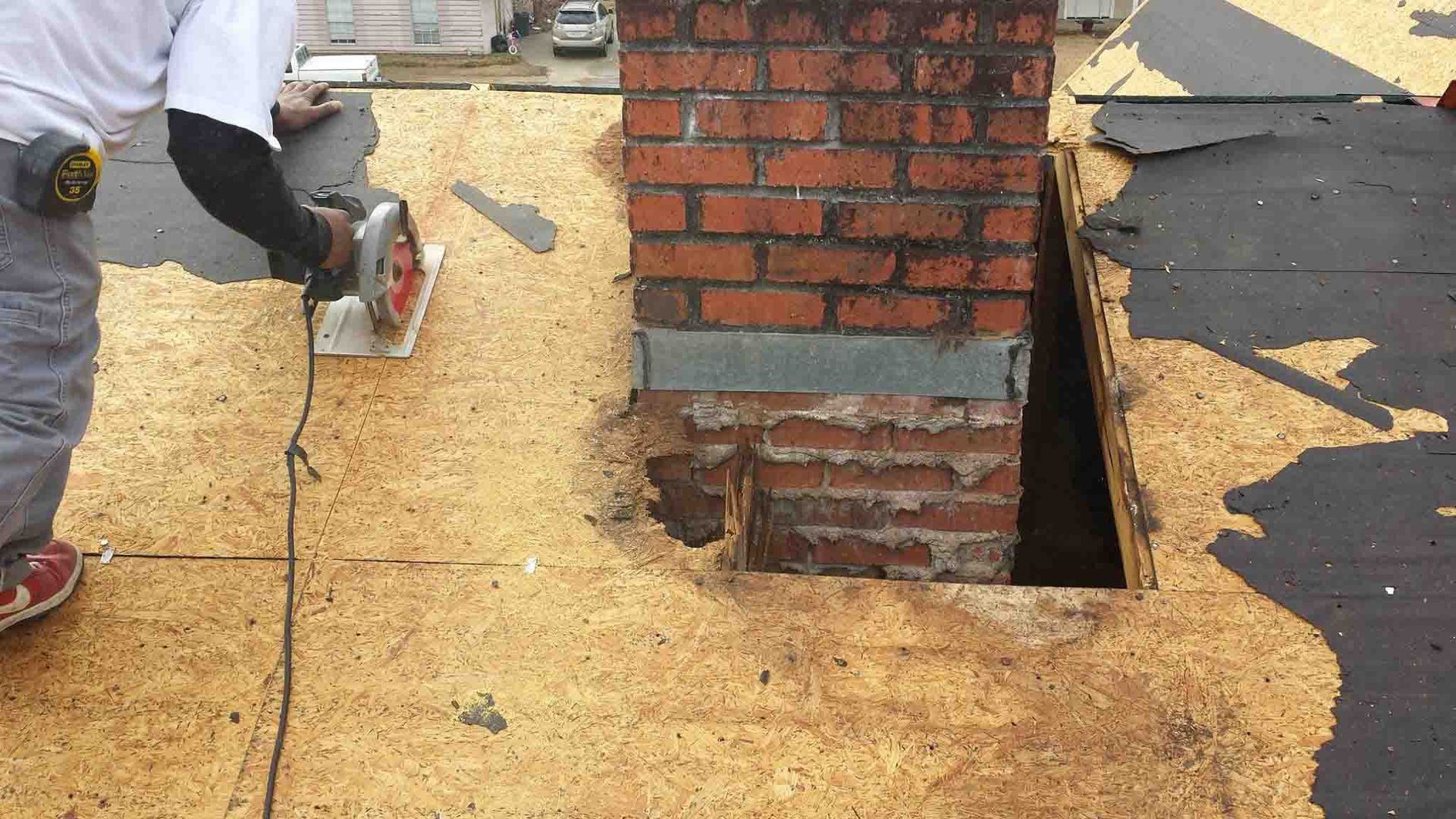 step 2 for installing chimney flashing