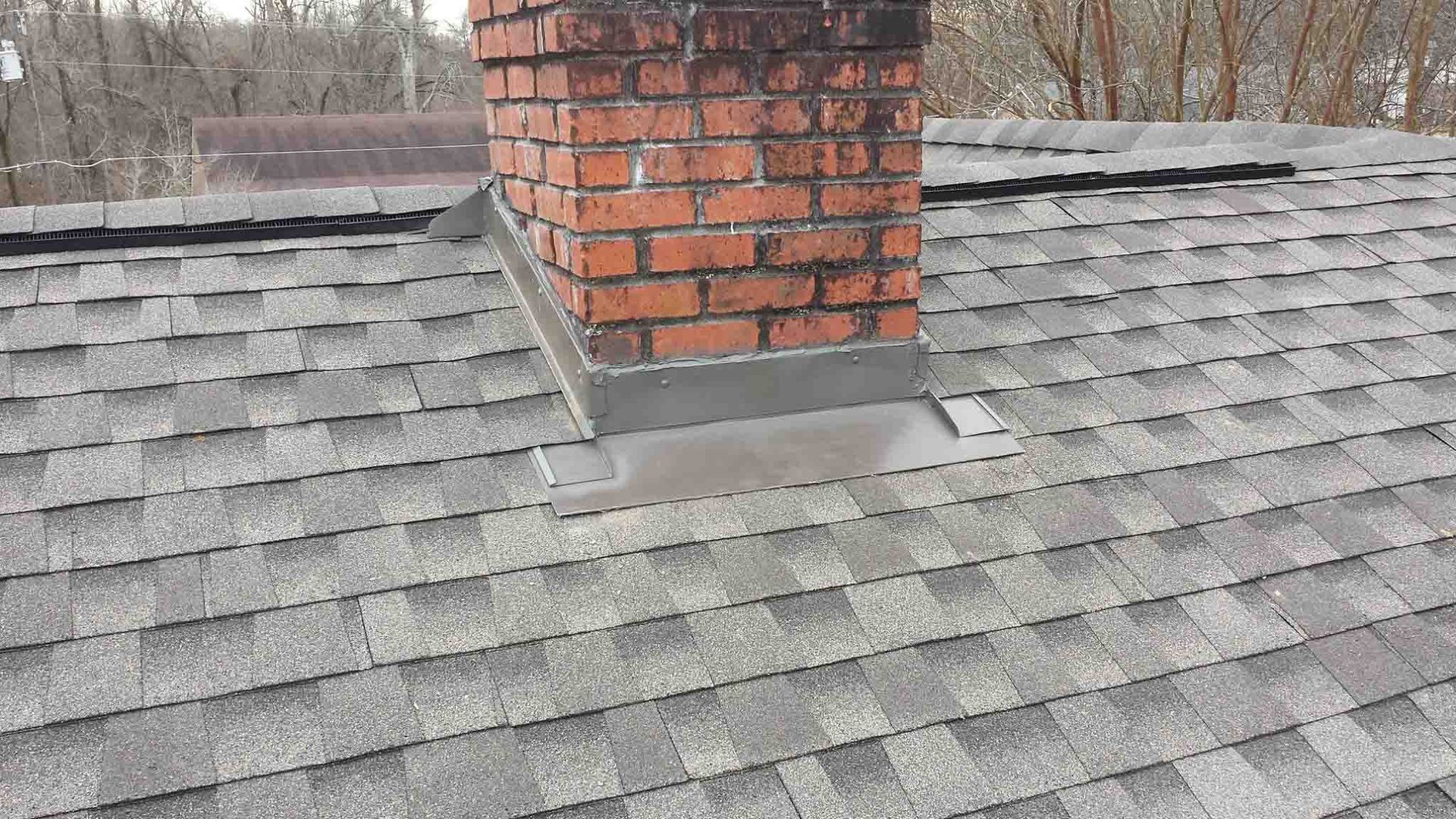 newly installed chimney flashing