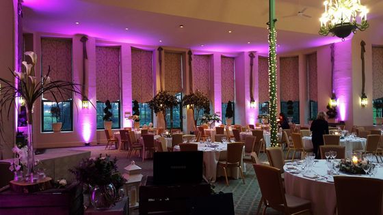Pink uplighting in the Conservatory at Wynyard Hall