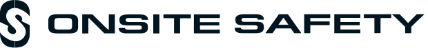 OnSite Safety logo in black with stylized emblem on a white background