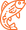 A stylized, orange outline icon of a leaping fish.