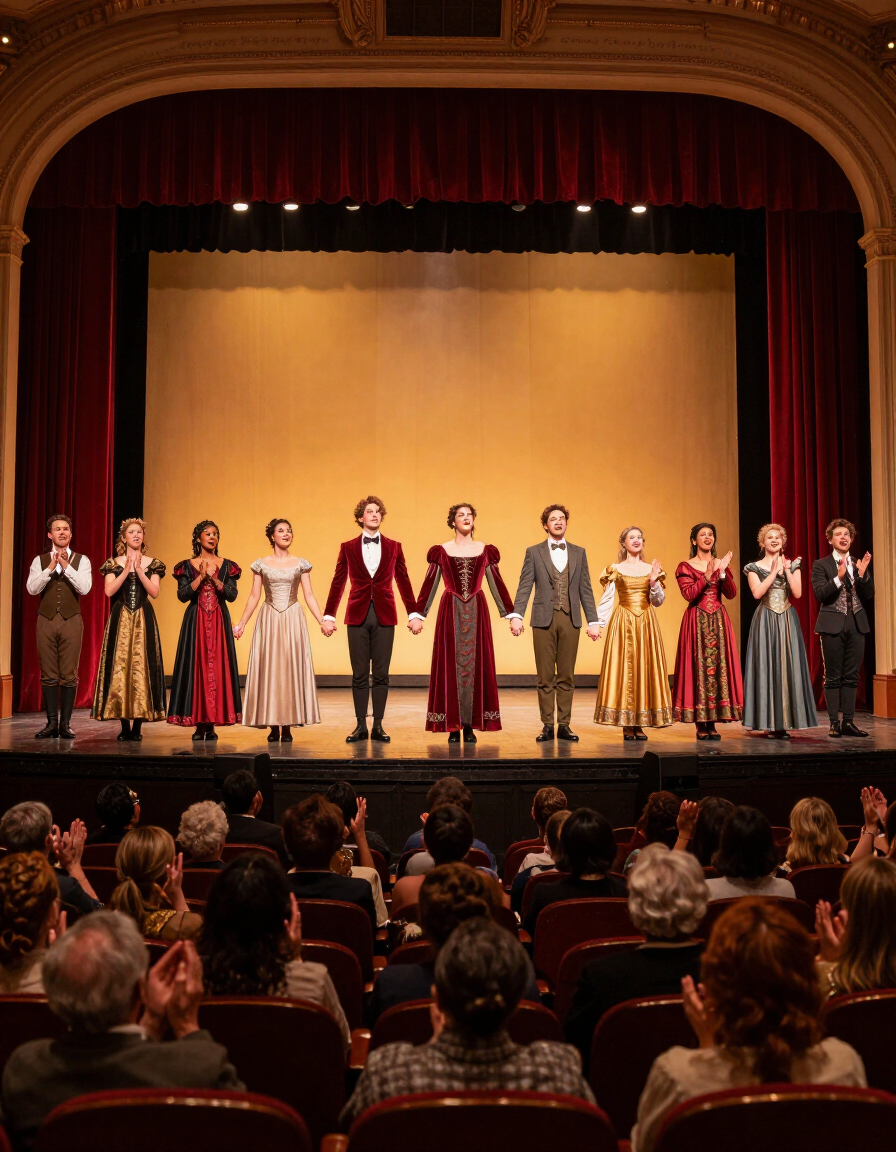 Javeenbah Theatre Company cast taking a curtain call on stage