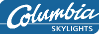 Columbia Skylights logo in white script on blue background