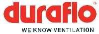 Duraflo logo in red with tagline “WE KNOW VENTILATION” on white background