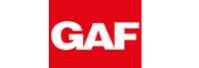 GAF logo in white letters on a red square background