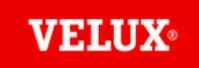 VELUX logo in white text on a red background