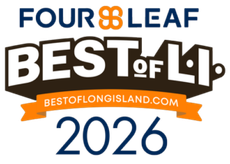 Best of Long Island 2026 logo with FourLeaf branding in blue, orange, and brown
