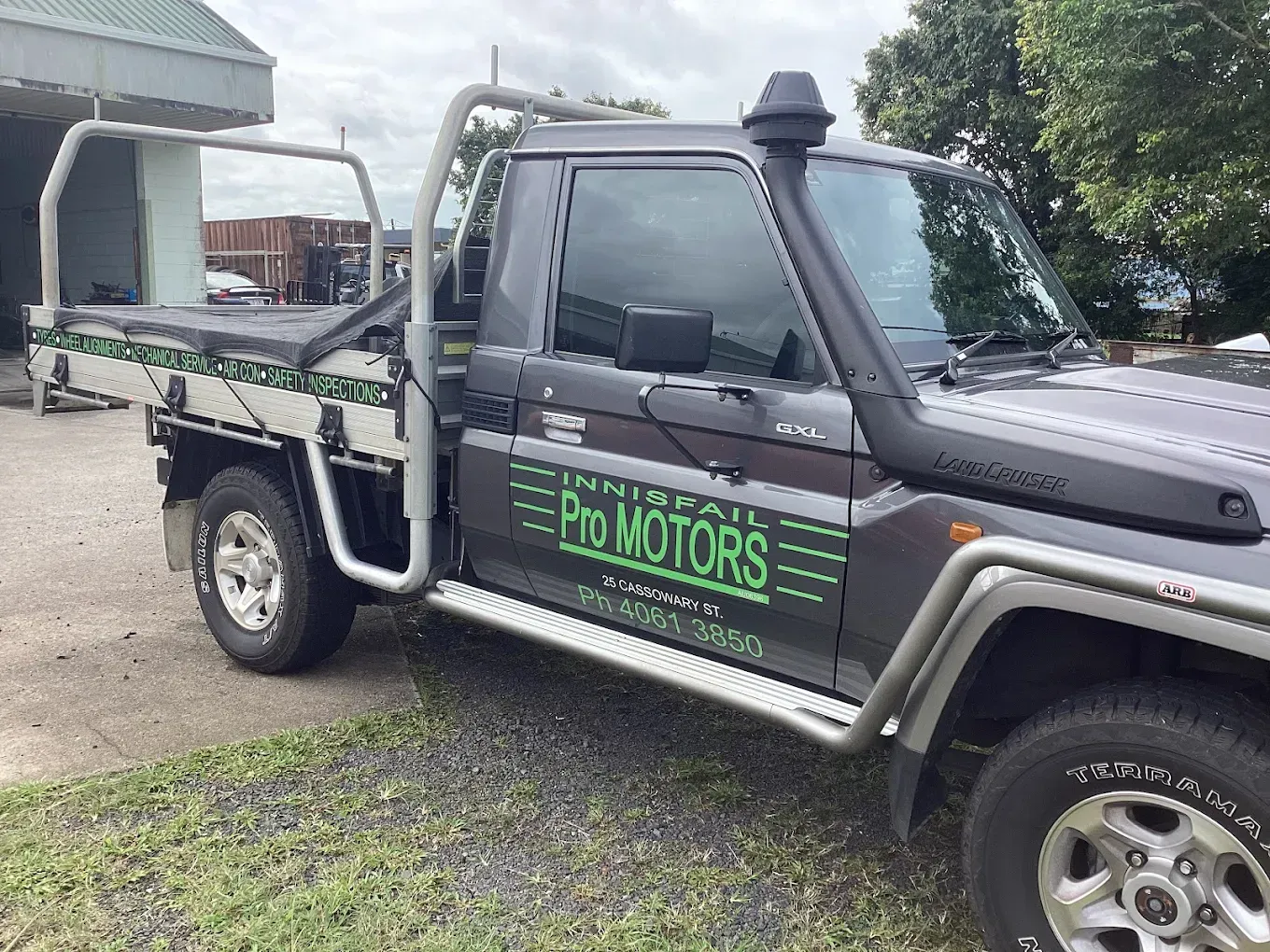 Gray utility truck with 