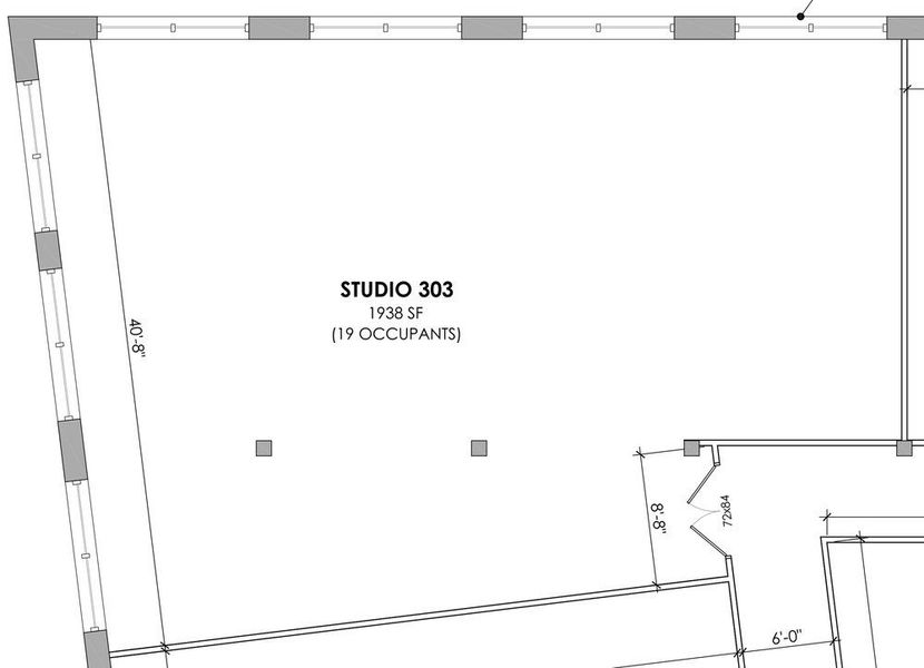 a black and white floor plan of a studio .