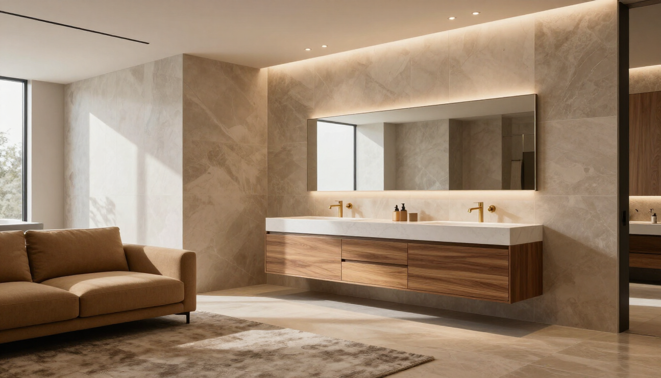 Ambiente completo con ceramiche e arredo bagno
