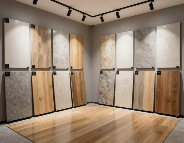 Campionature di pavimenti e rivestimenti in showroom