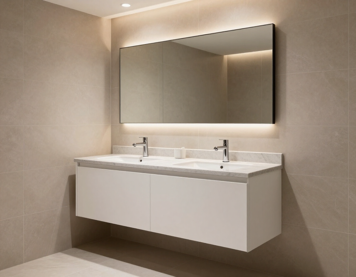 Elegant bathroom vanity unit with ceramic finishes