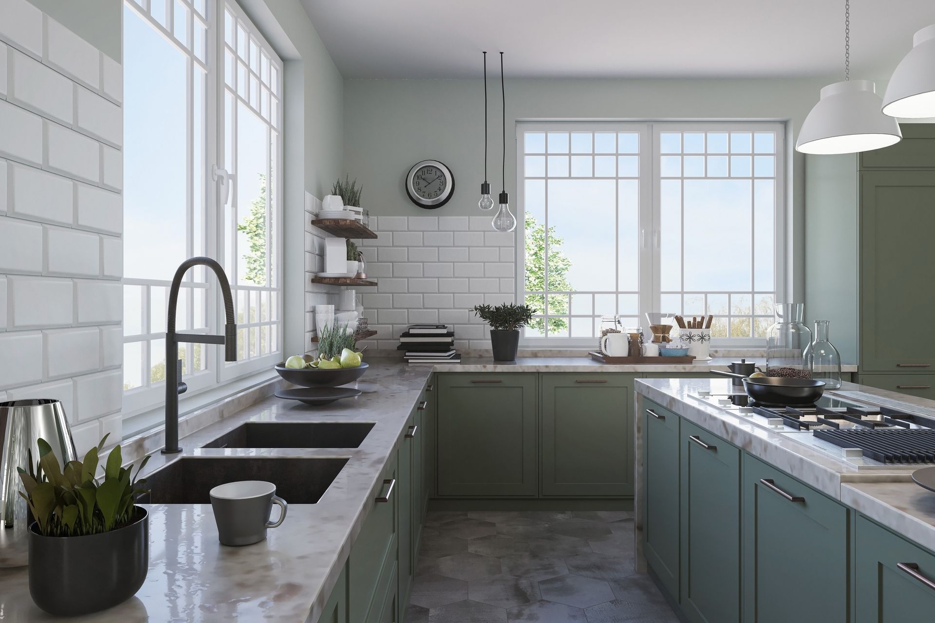 Durable Dekton countertops in a high-traffic kitchen area.