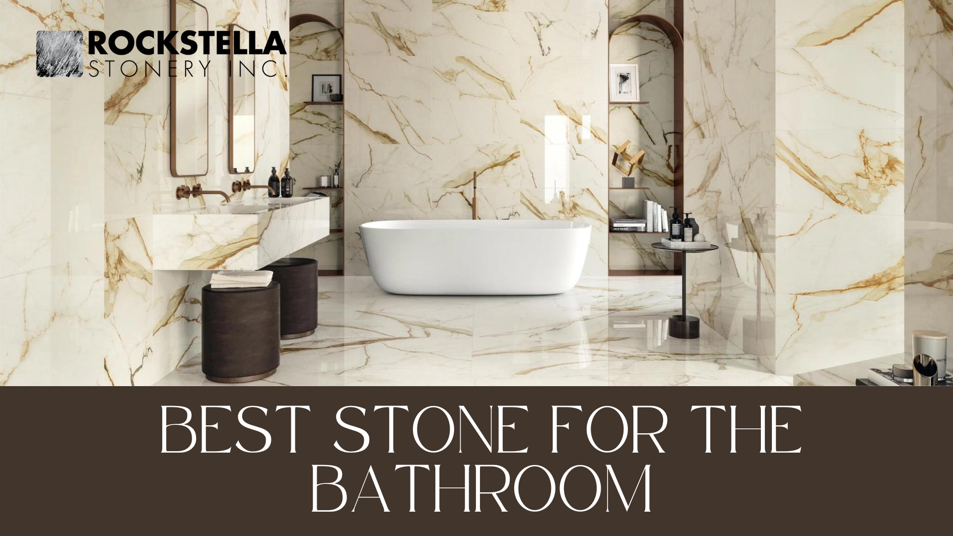 a bathroom with the words best stone for the bathroom on the bottom