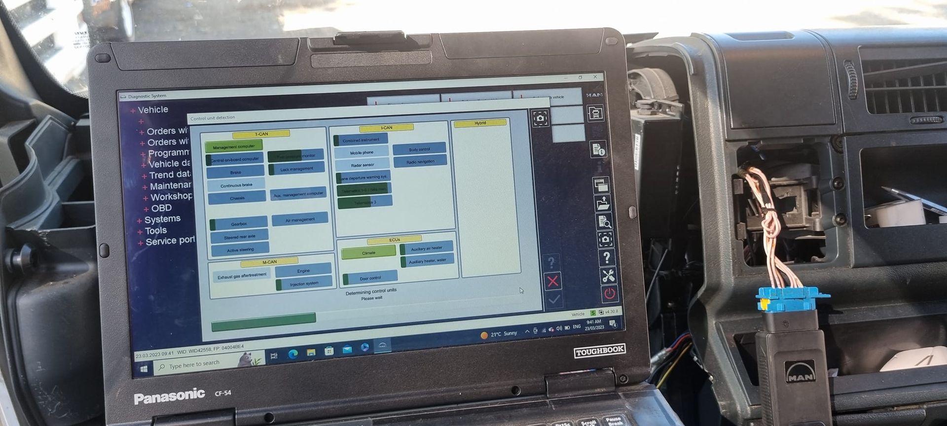 A Laptop Running Diagnostic Software is Connected to a Vehicle's Dashboard — B & W Commercials In Kempsey, NSW