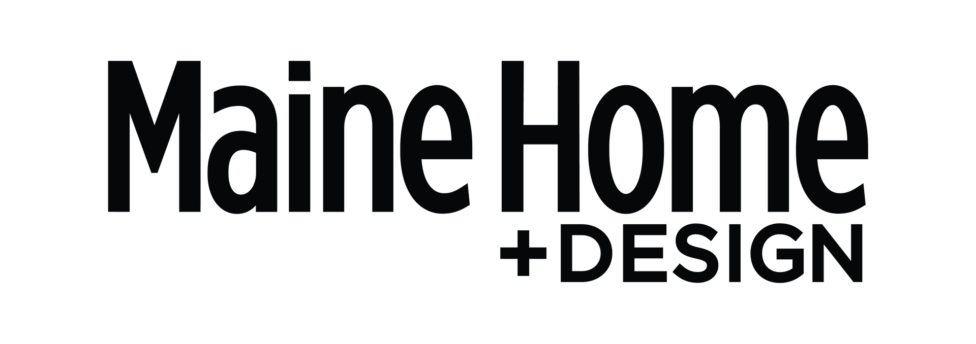 Logo for Maine Home + Design, a design magazine. Black text on white.