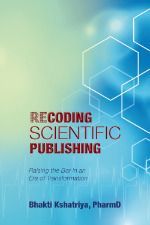 書籍封面:《Recoding Scientific Publishing》,背景為藍色和綠色,並帶有幾何形狀。