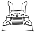 Logo for Minibigrigz: Black and white illustration of a large truck.