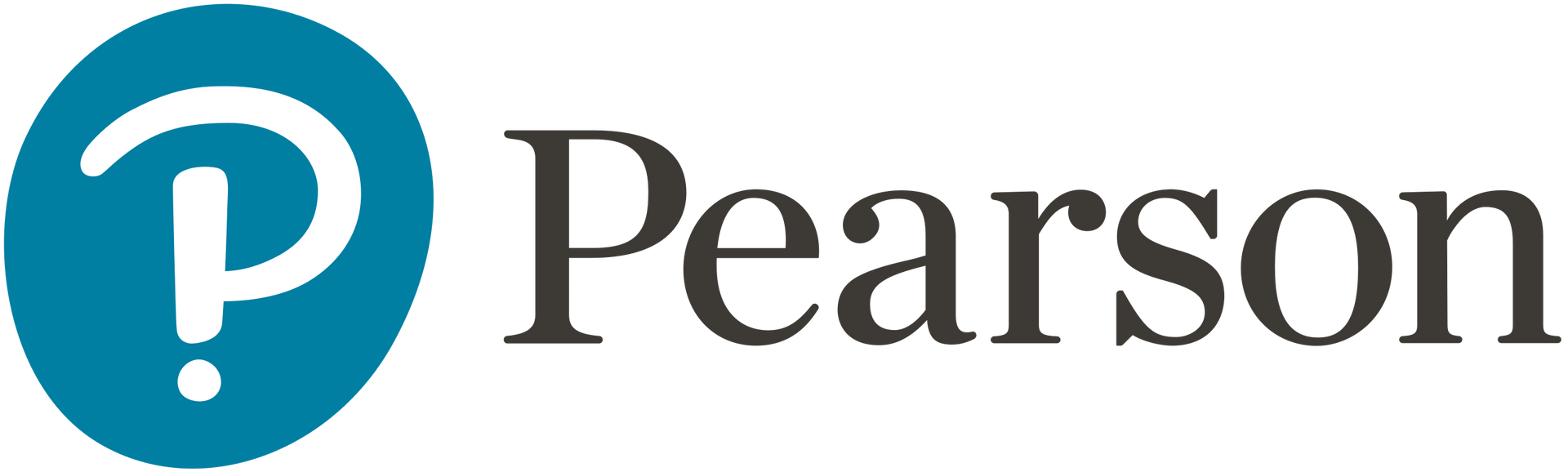 Het logo van Pearson is een blauwe cirkel met een vraagteken in het midden.