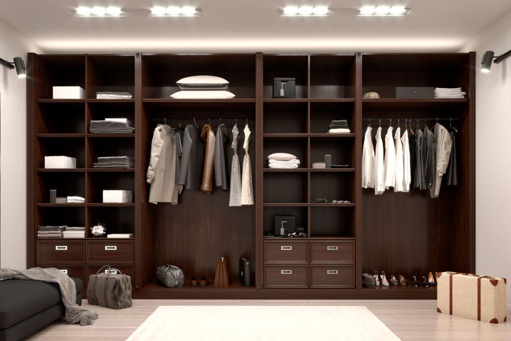 A Large Walk in Closet with Lots of Shelves and Drawers — Rodney Lees Cabinetmaking In Alstonville, NSW