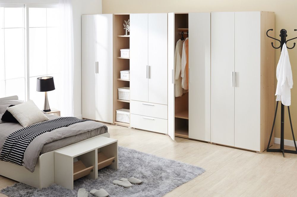 A Bedroom with A Bed, Wardrobes and A Bench — Rodney Lees Cabinetmaking In Lismore, NSW