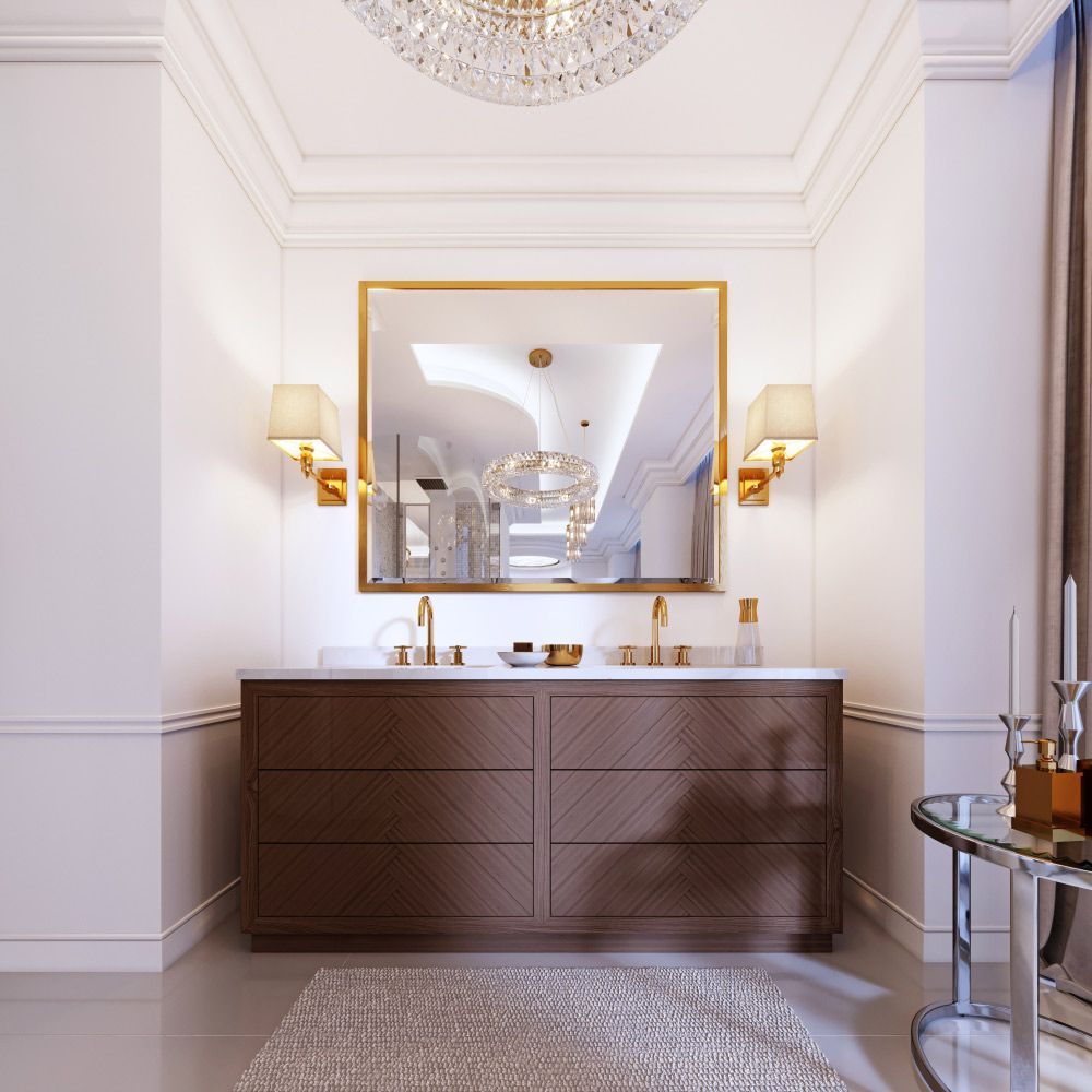 A Bathroom with A Large Mirror Above the Sink — Rodney Lees Cabinetmaking In Lismore, NSW