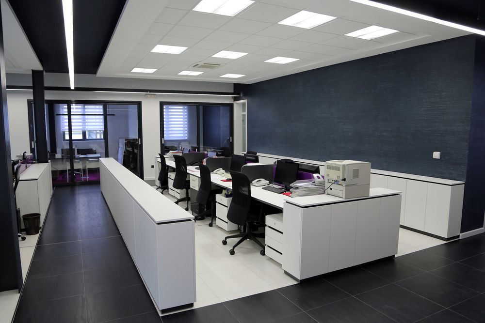 A Large Office with A Lot of Desks and Chairs — Rodney Lees Cabinetmaking In Byron Bay, NSW