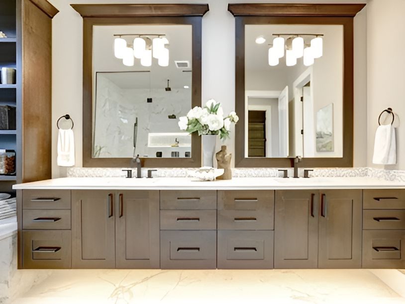 A Bathroom with Two Sinks and Two Mirrors — Rodney Lees Cabinetmaking In Ballina, NSW