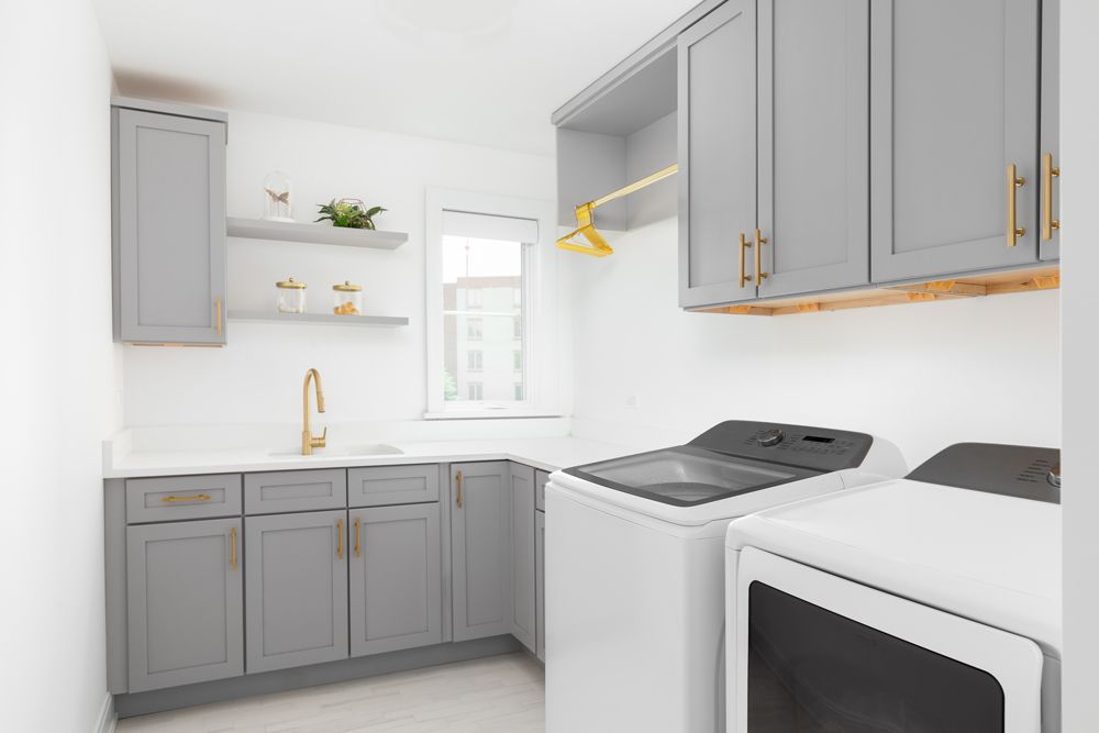 Newly Installed High-quality Cabinet In The Laundry Room