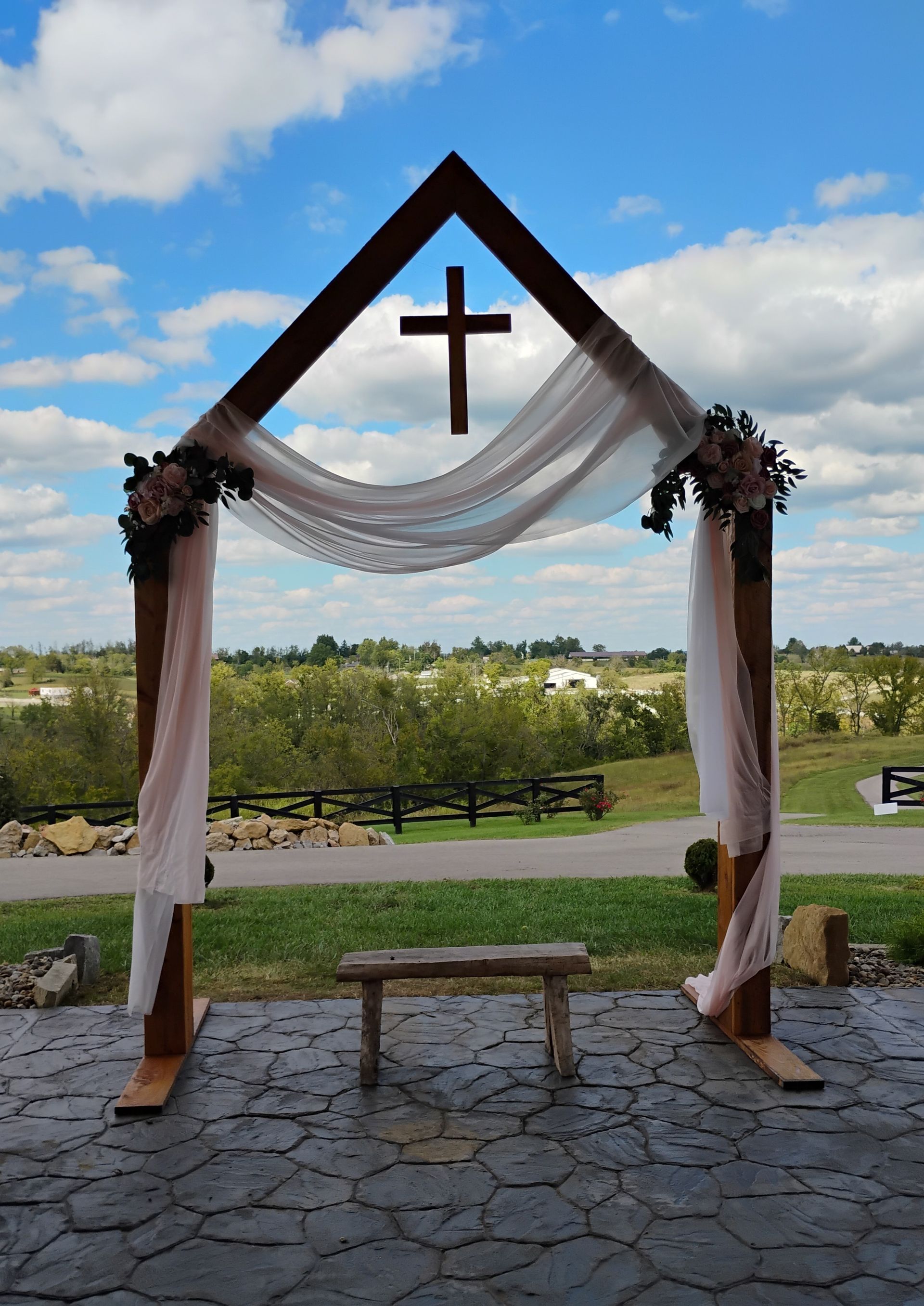 Dreaming Creek Farm Arch with a Cross