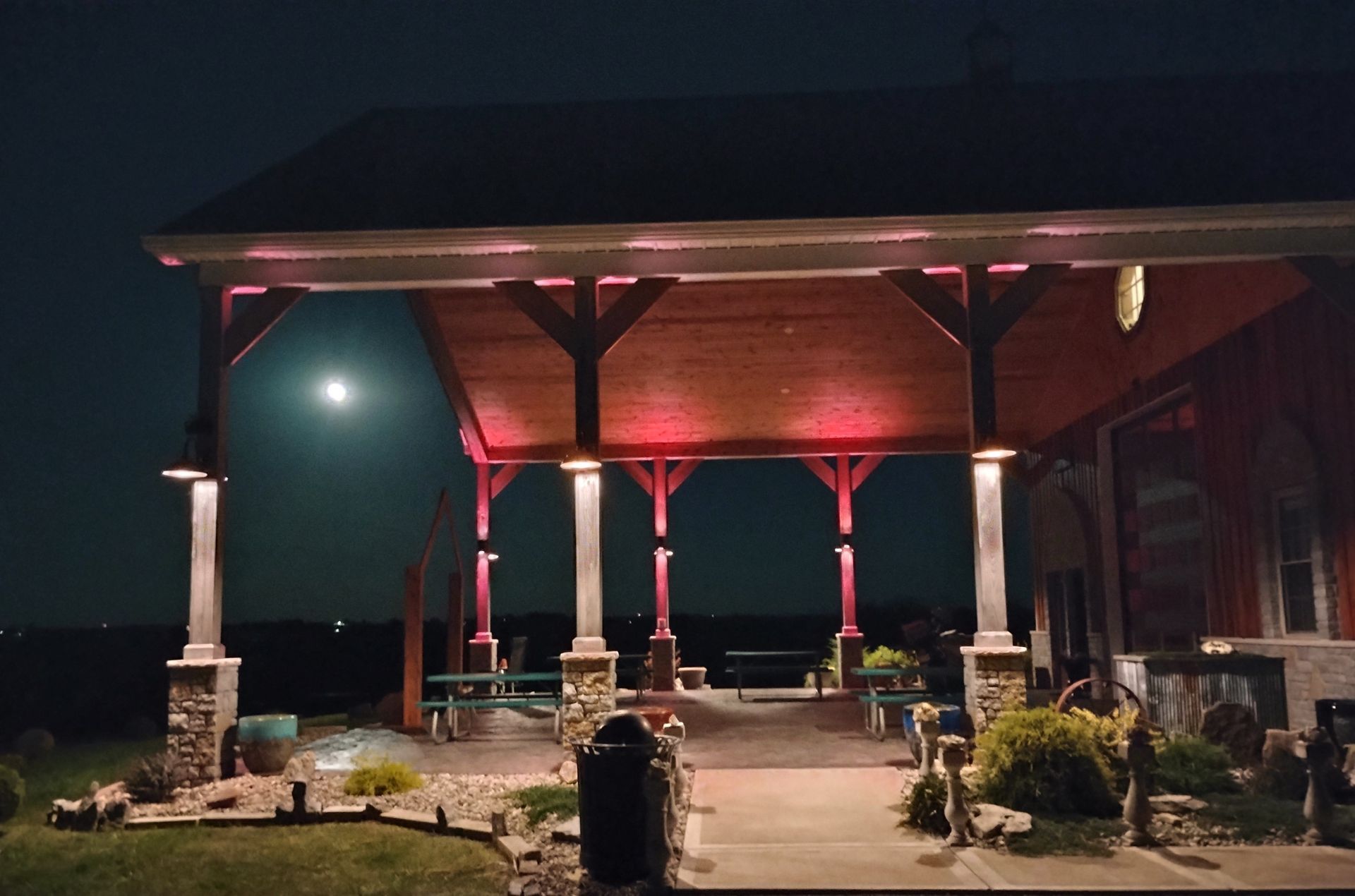 Dreaming Creek Farm Awning At Night
