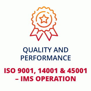 A logo that says quality and performance iso 9001 , 14001 & 45001 - ims operation