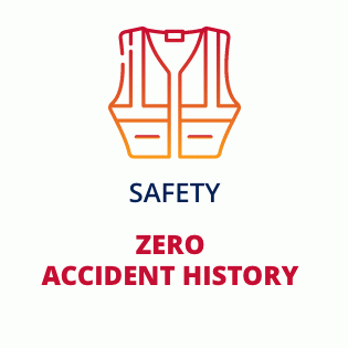 A safety vest with the words safety zero accident history below it