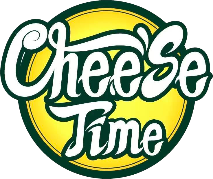 &ldquo;Cheese Time&rdquo; logo in white script on a green and yellow circular badge