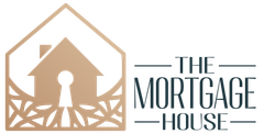 Logo for The Mortgage House with a tan house icon and dark text on white background