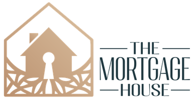 Logo for The Mortgage House with a tan house icon and dark text on white background