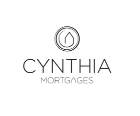 Cynthia Mortgages logo with a circular house icon in black on a white background