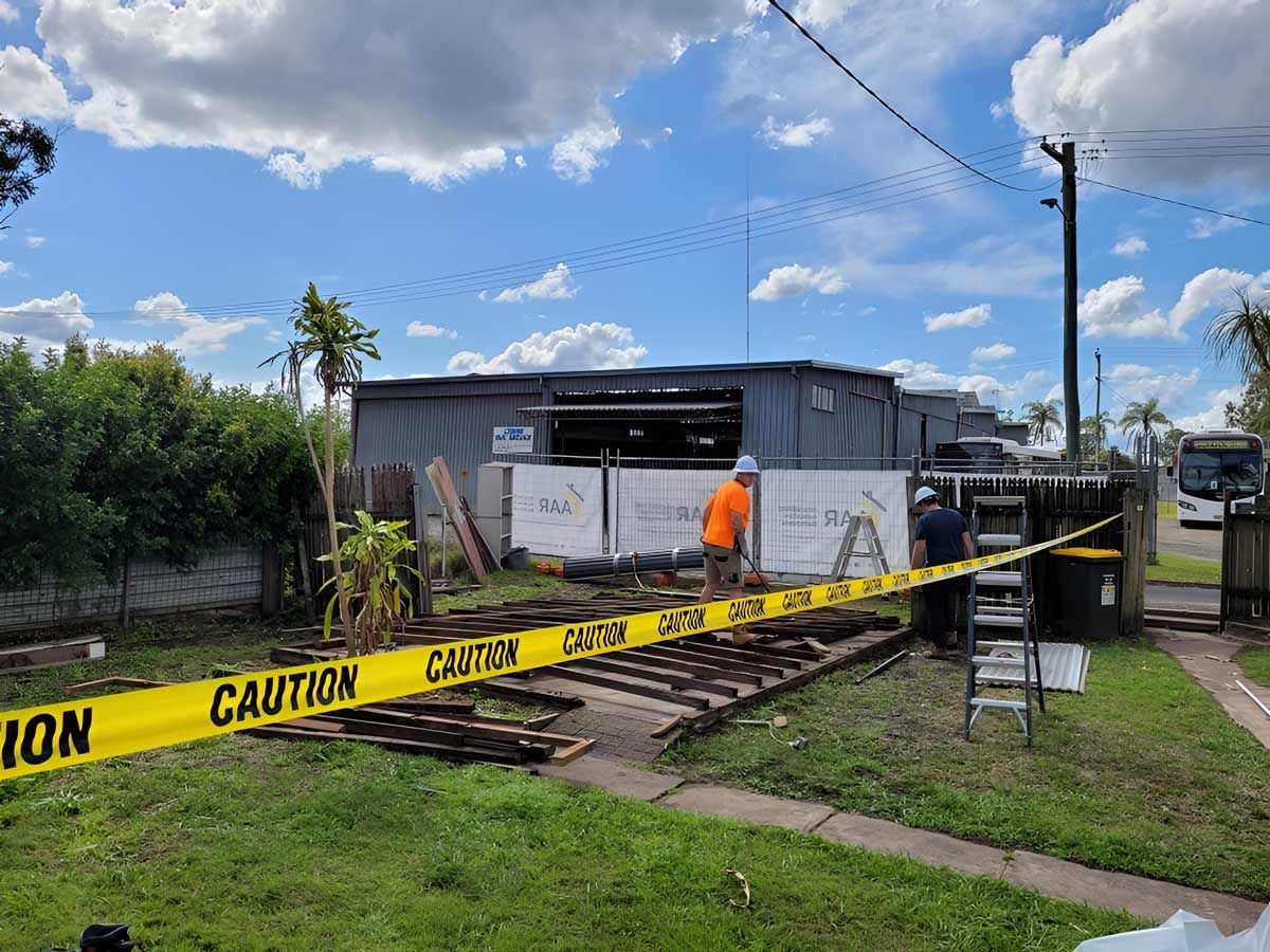 Worksite with caution tape